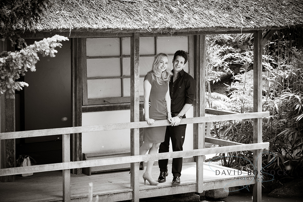 Le manoir engagement shoot black and white