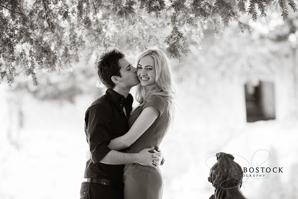 Le manoir engagement shoot kissing cheek