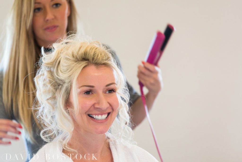 bride getting her hair done