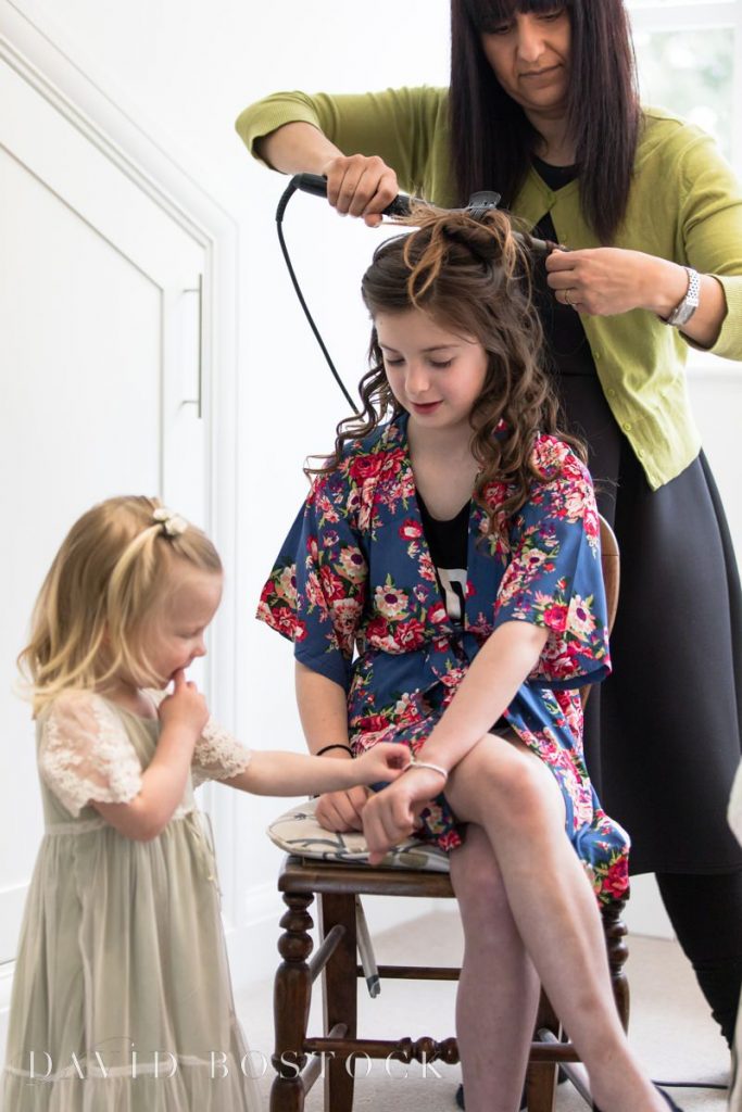 Flower girl getting ready