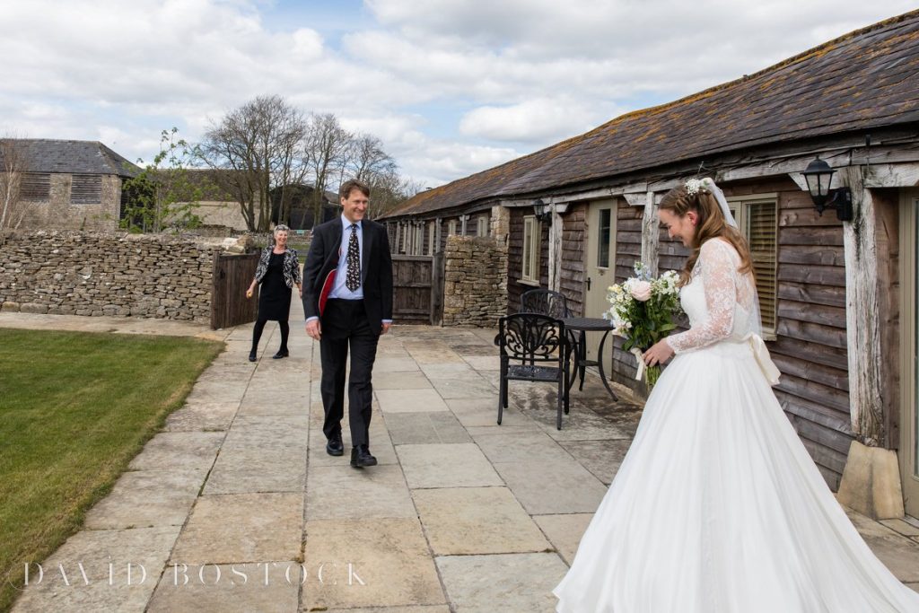 Caswell House Spring Wedding bride seeing father