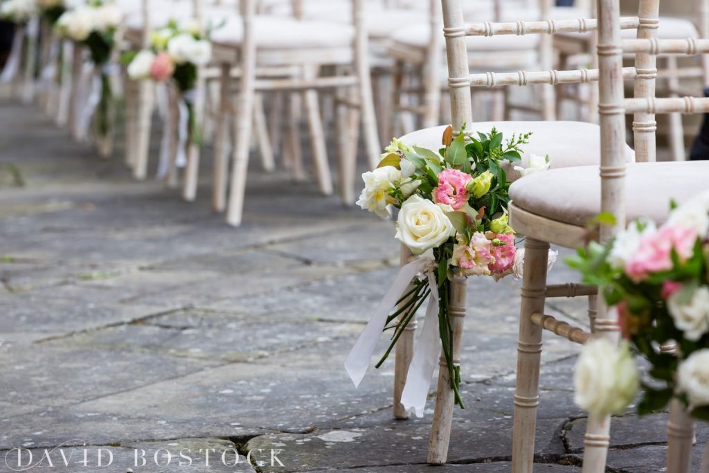 Eynsham Hall Wedding chair flowers