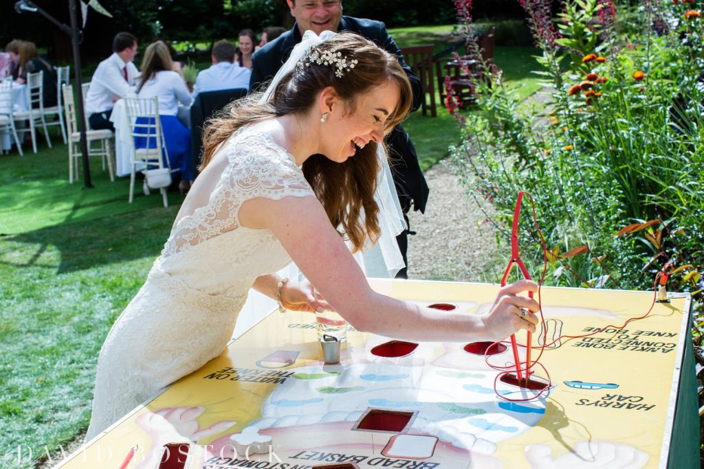 Oxford College Wedding bride playing games