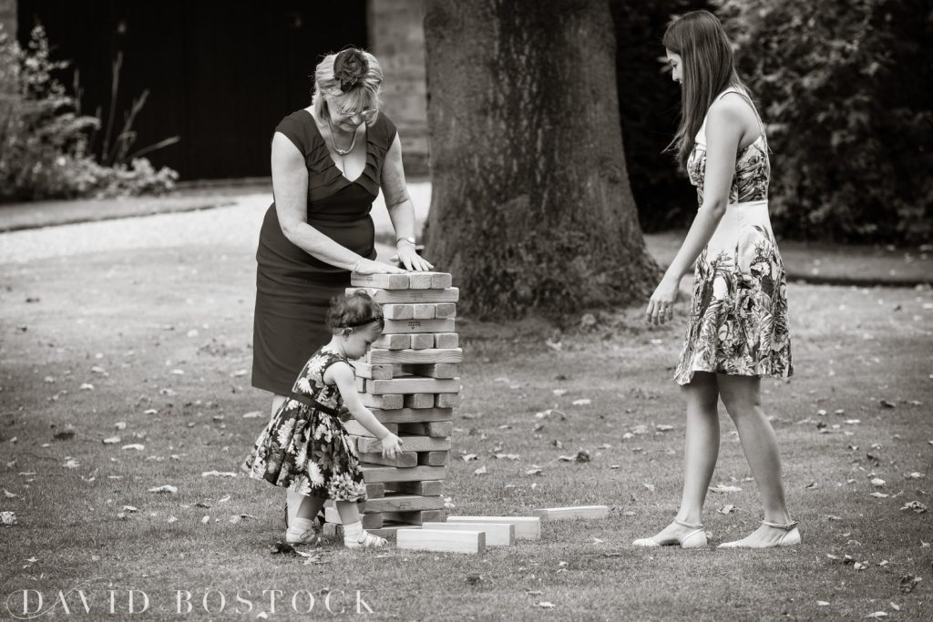 Oxford College Wedding playing Jenga