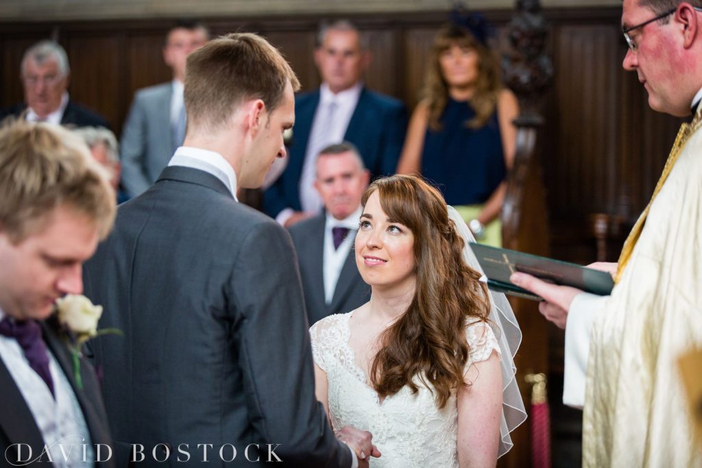 Oxford College Wedding bride and groom say vows