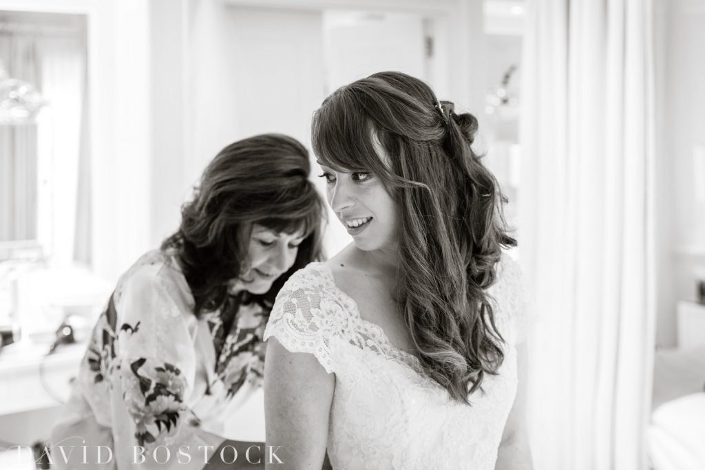 Oxford College Wedding bride in dress