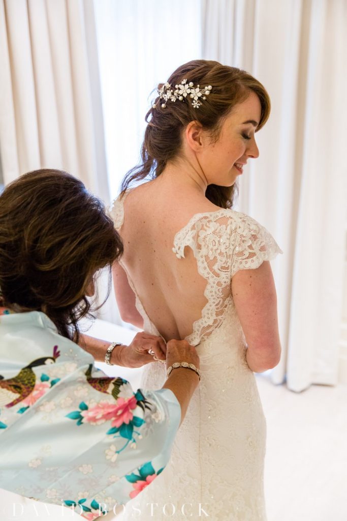 Oxford College Wedding bride in dress