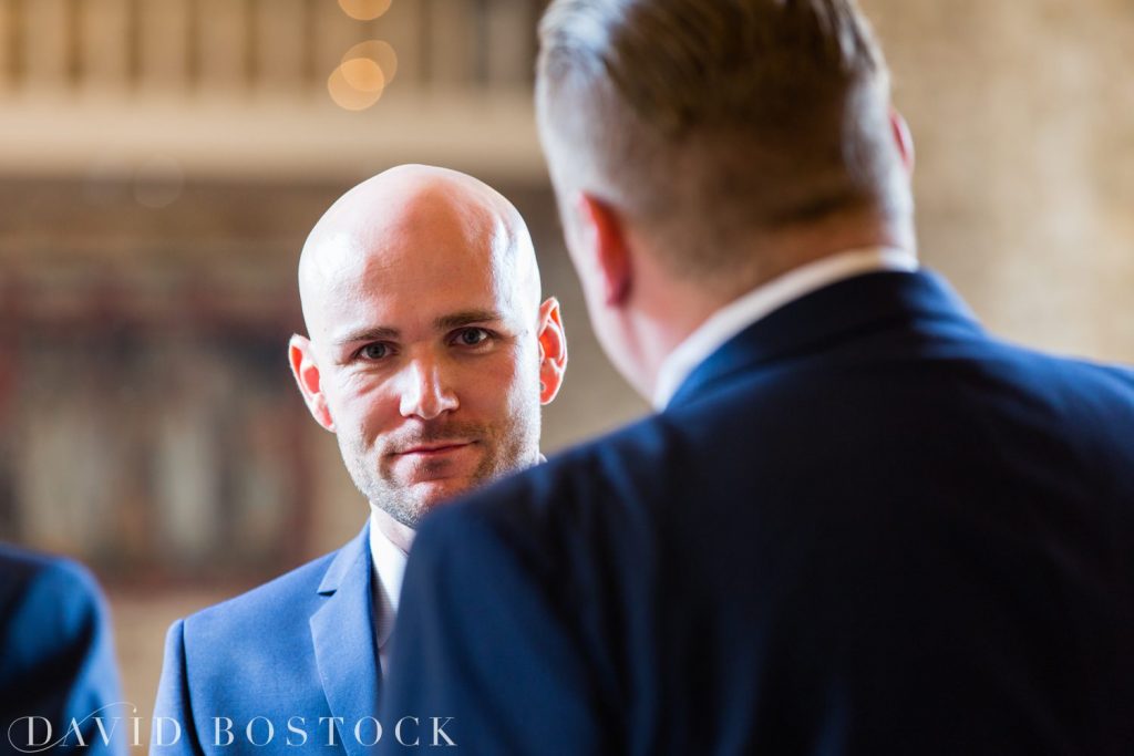 The Great Barn Aynho Wedding Photographs groom close up