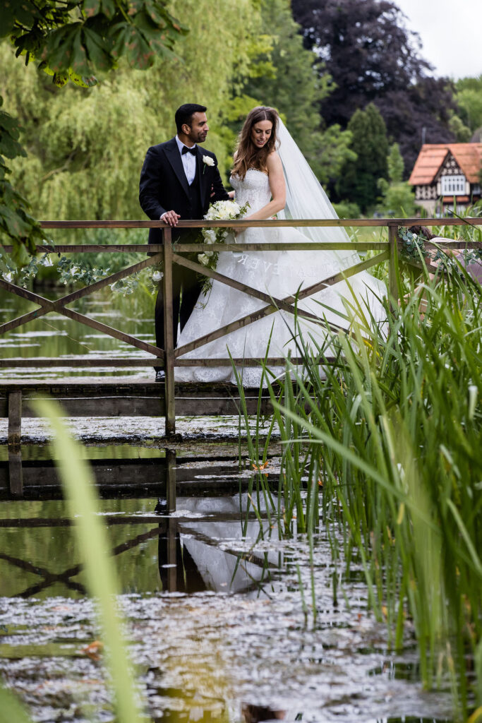 Ardington House wedding photo couple on bridge