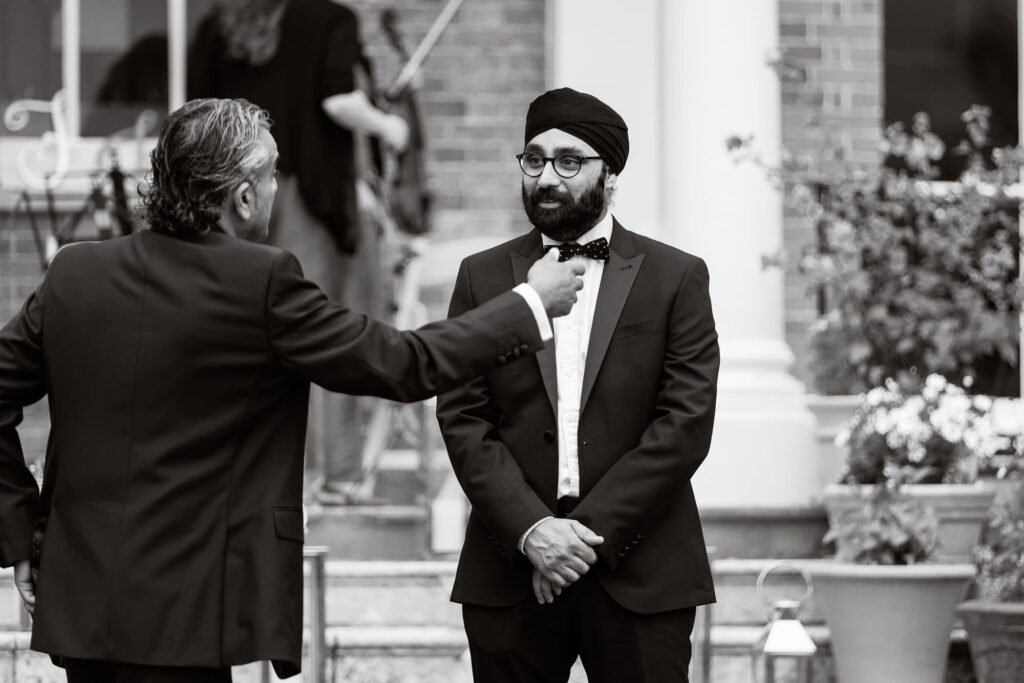 Ardington House wedding photo fixing bow tie