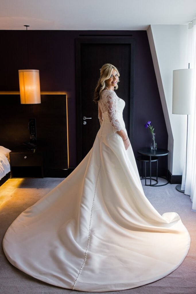 The Gherkin Wedding London Pronovias bridal gown