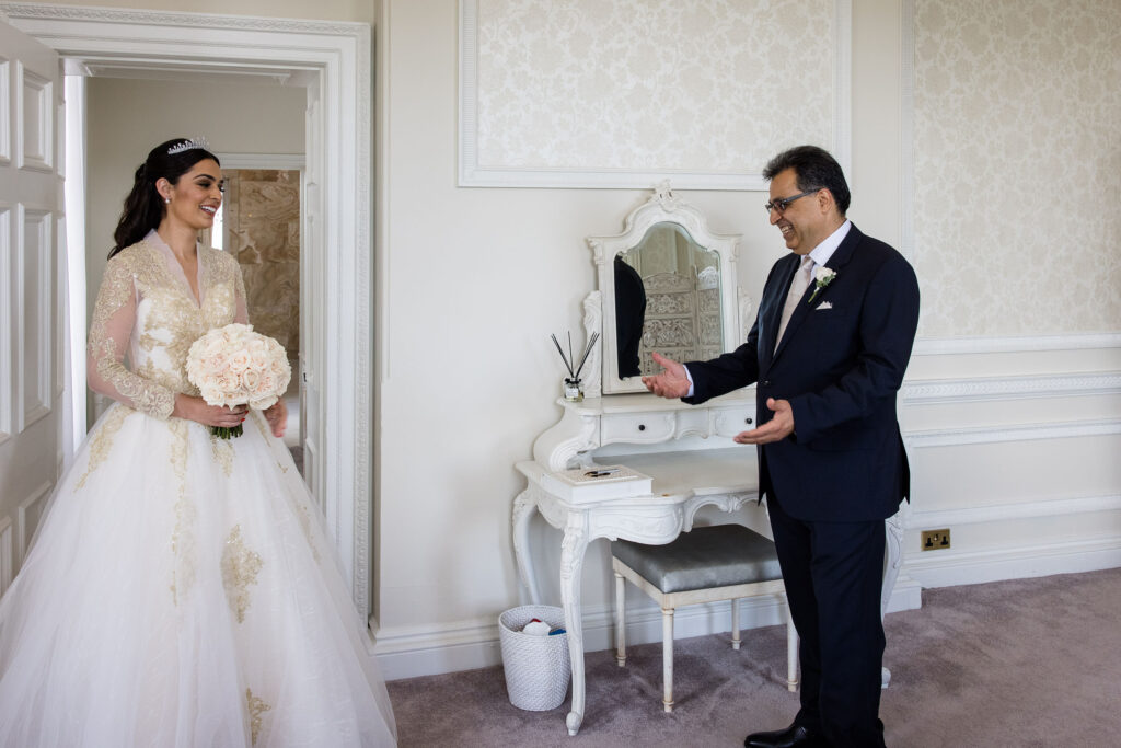 Hedsor House wedding bride and father first look