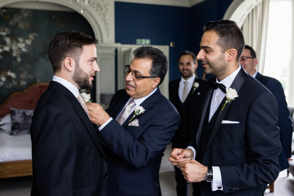 Hedsor House wedding groom getting ready