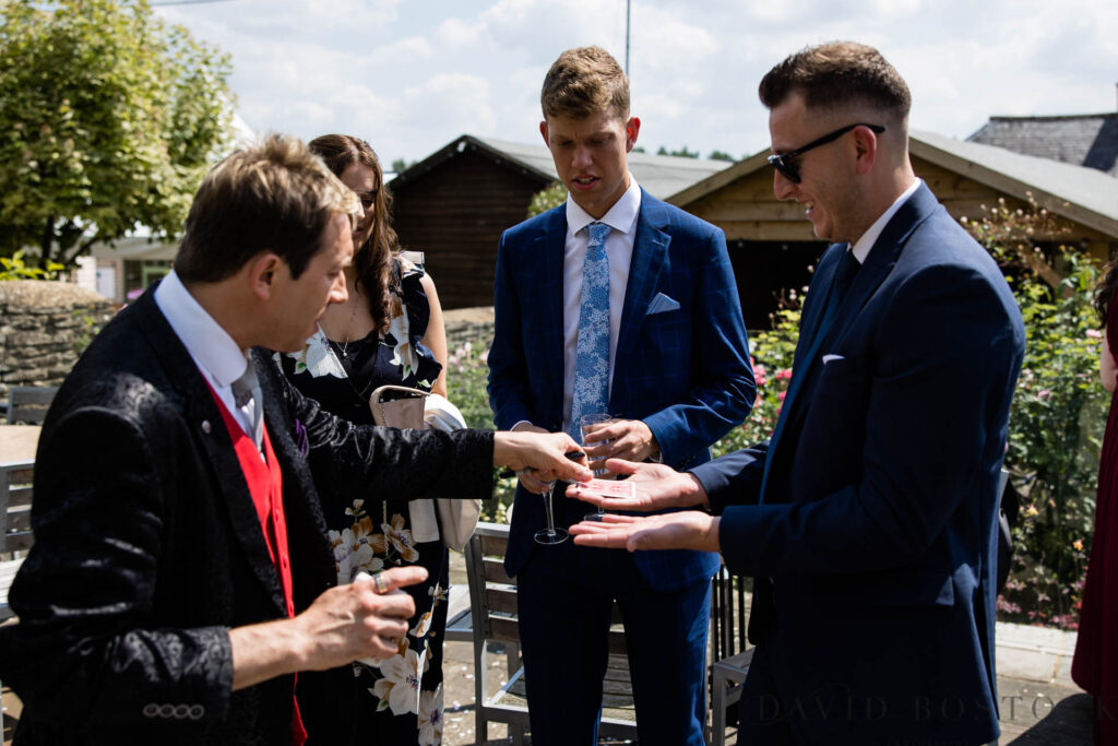 The Great Barn wedding magician at reception