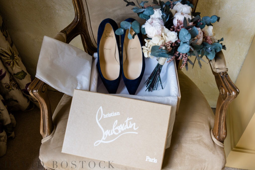 Blue Louboutin wedding heels