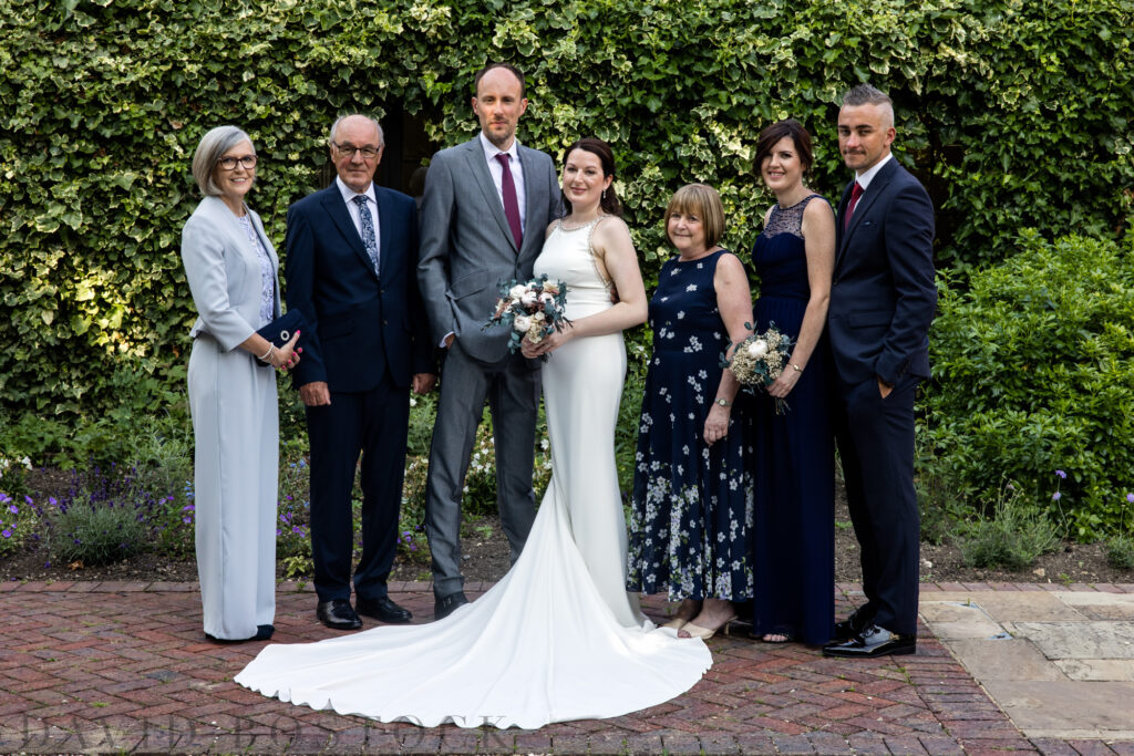 full wedding party at micro wedding at Le Manoir Aux Quat'Saisons