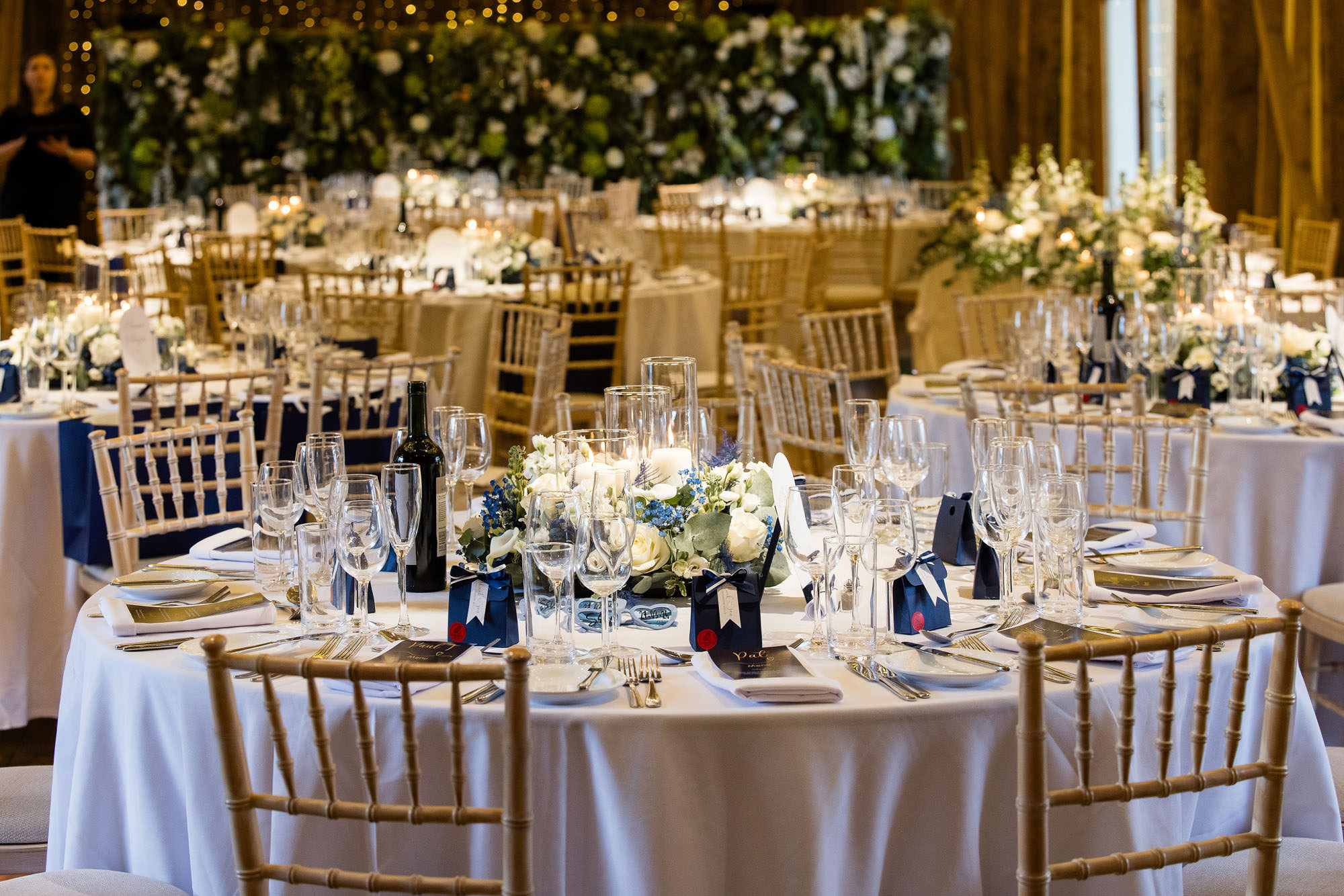 Mickelfield Hall wedding reception lit by candles
